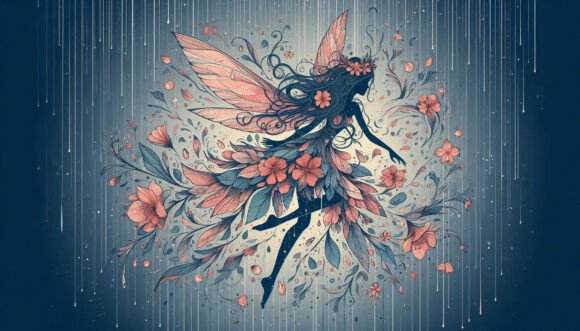 Download Floral Fairy Floating Through Raindrops - Raindrops Collection