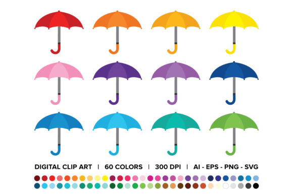 Download Umbrellas and Raindrops Clip Art Set - Raindrops Collection