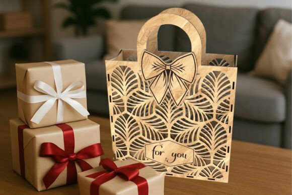 Download Wooden Gift Bag Bow - Gift Collection