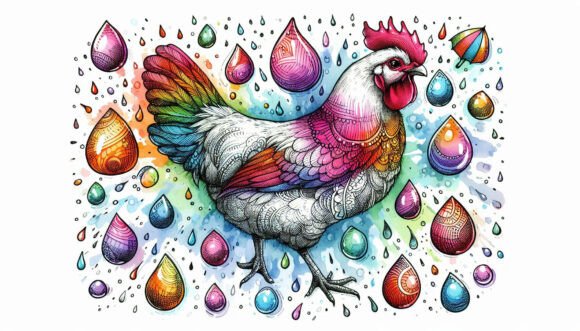 Download Hen Surrounded by Colorful Raindrops in - Raindrops Collection