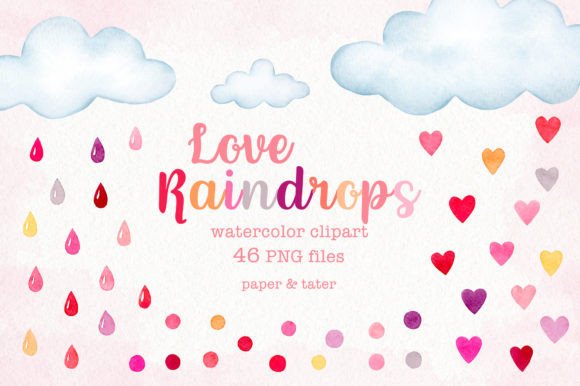 Download Watercolor Valentines Raindrops Clipart - Raindrops Collection