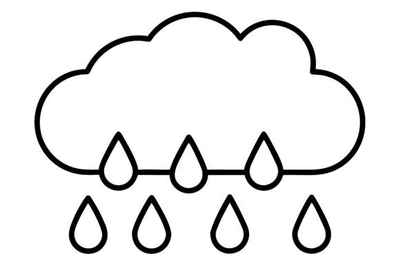 Download Cloud and Raindrops Outline Icon - Raindrops Collection