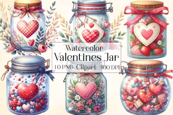 Download Watercolor Valentines Jar Clipart - Premium Resources