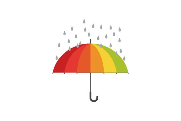 Download Colorful Rainbow Umbrella with Raindrops - Raindrops Collection